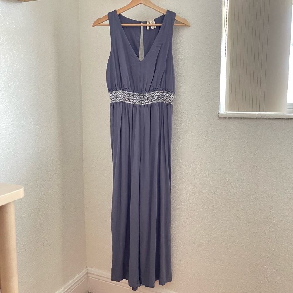 sleeveless deep periwinkle jumpsuit